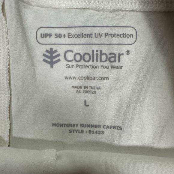 COOLIBAR White Monterey Summer Capris Bamboo Stretch Knit UPF 50+ Size L - Picture 3 of 8